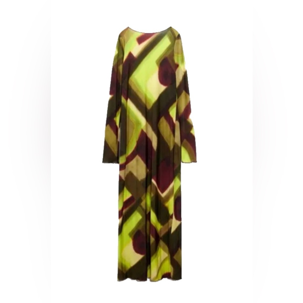 Zara Bright Green and Brown Printed Dress Size Small
